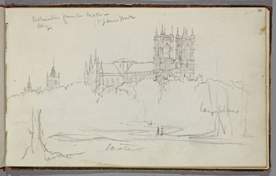 Westminster Abbey vanuit het noorden, St. James Park door Thomas Cole